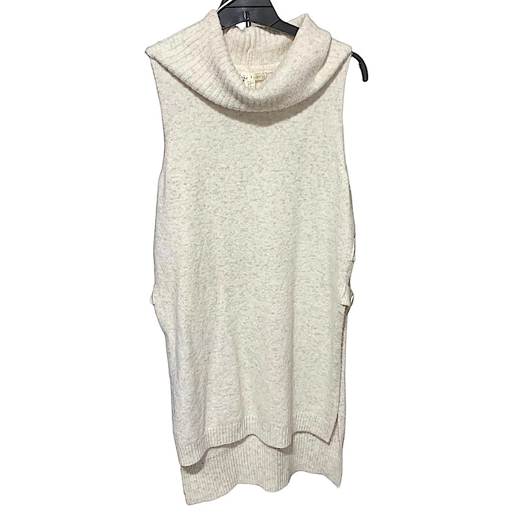 𝅺KAISELY Oatmeal Colored Side Fasten Cowl Neck Tabard Vest Size XL